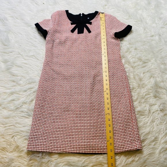 CeCe Women's Woven Short Sleeve Mini Knit Dress with Bow Detail Red Black White - Picture 8 of 10